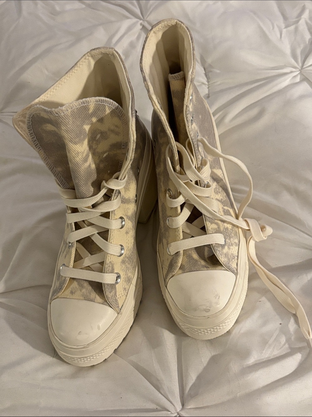 Converse High-Top Platform Sneakers in Cream Tie-Dye
